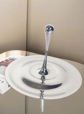 直销新款现代创意水滴形手提托盘果盘镜面不锈钢桌面茶几售楼处装