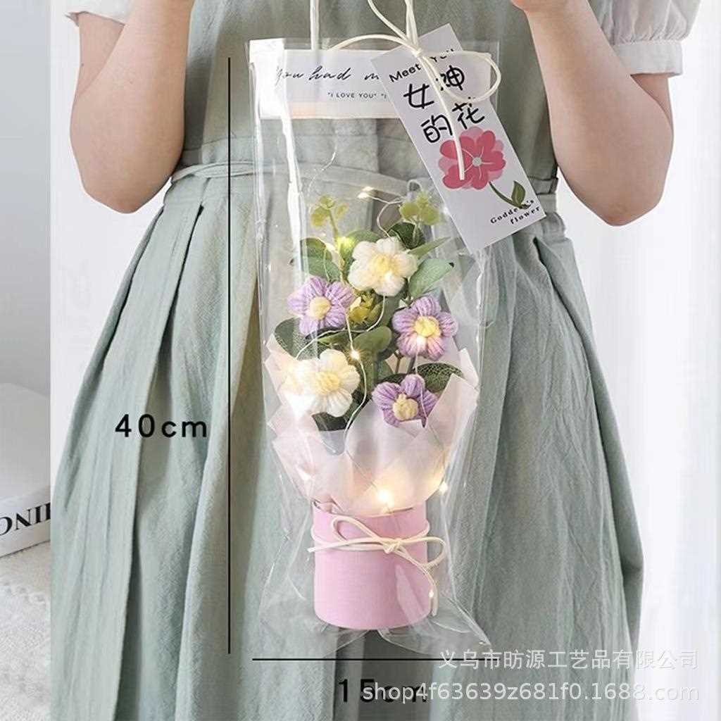 直销新款教师节礼物创意钩针泡芙花束成品摆摊生日礼物送女生老师 - 图1