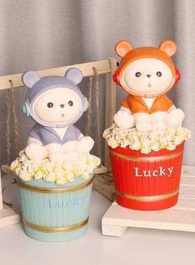 直销新款卡通可爱爆米花存钱罐大容量可存可取家居桌面装饰送生日