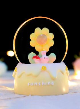 直销新款迷你向阳花水晶球可爱ins少女心桌面装饰摆件创意玻璃球