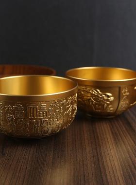 直销新款黄铜百福聚宝盆办公室家居桌面创意摆件纯铜龙凤呈祥聚宝