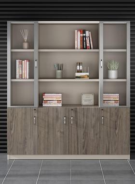 木质办公文件柜玻璃八门柜书柜资料柜档案柜多层储物收纳柜子书架