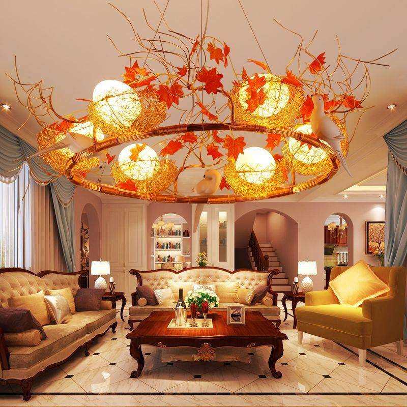 默庭金色鸟窝吊灯小鸟餐厅灯现代卧室灯具个性书房灯饰创意客厅灯,淘宝优惠券,粉丝福利购,淘宝优惠卷