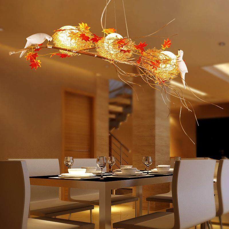 默庭金色鸟窝吊灯小鸟餐厅灯现代卧室灯具个性书房灯饰创意客厅灯,淘宝优惠券,粉丝福利购,淘宝优惠卷