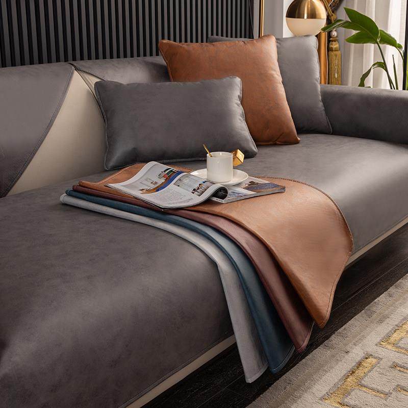 防水科技布四季通用简约现代防滑灰色高级感轻奢皮沙发垫套罩座垫,淘宝优惠券,粉丝福利购,淘宝优惠卷