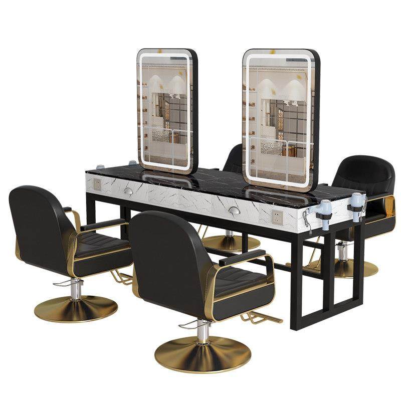 网红美发店镜台单面带灯理发店双面烫染台发廊剪发镜子影楼化妆桌,淘宝优惠券,粉丝福利购,淘宝优惠卷