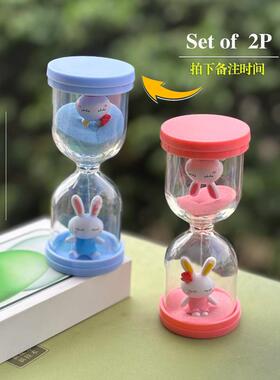 卡通耳兔儿童安全防摔塑料沙漏计时器10分钟幼儿园多功能桌面摆件