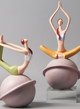 现代简约瑜伽女可爱小摆件酒柜玄关电视柜轻奢房间布置Z装饰品摆