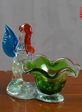 70 80 e90年代 收藏 琉璃烟灰缸 手工制作 摆件 动物造型 琉璃