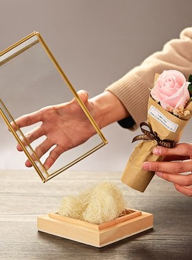 几何花房玻璃罩古董透明防v尘罩书房客厅展示罩书卷手模玻璃罩摆