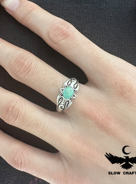 纯银925绿松石戒指男女