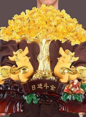 皮丘貔貅摆件水晶招财发财摇钱树客厅装饰店铺收银台开业工艺礼品