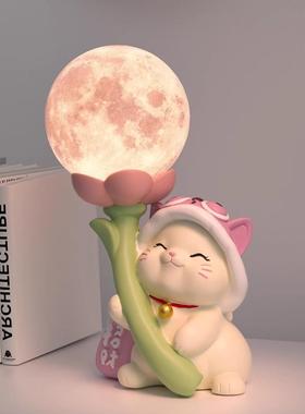 法国FC轻奢招财猫小夜灯摆件家居饰品高档客厅电视柜装饰品礼物品