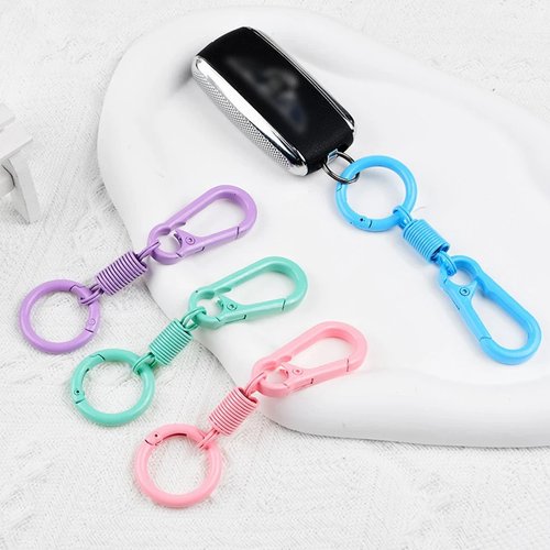 多彩弹簧钥匙扣创意个性双头开口书包挂钩配件汽车钥匙环圈腰挂链 - 图2