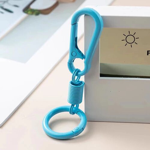 多彩弹簧钥匙扣创意个性双头开口书包挂钩配件汽车钥匙环圈腰挂链 - 图1