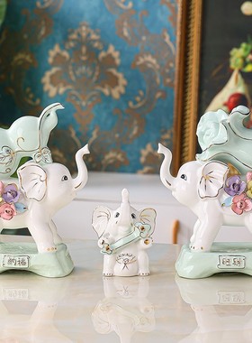 陶瓷礼品陶瓷摆件大象葫芦