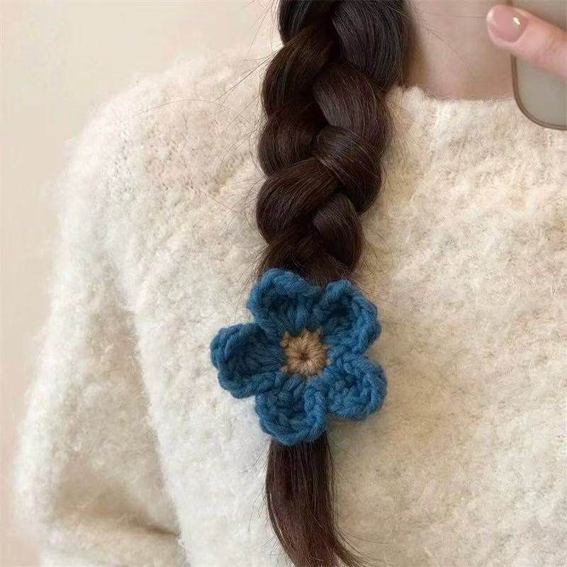 可爱蓝色针织毛线花朵侧边夹早春高级感发夹2025新款发卡刘海夹女,淘宝优惠券,粉丝福利购,淘宝优惠卷