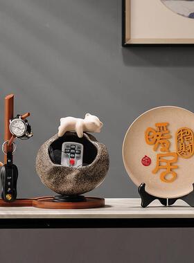 入户玄关轻奢福气猫钥匙收纳摆件客厅鞋柜家居装饰乔迁新居礼品