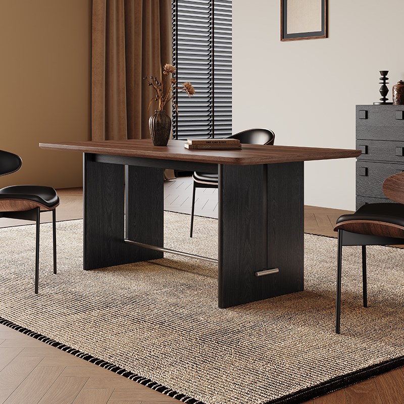 热销法式复古实木餐桌长方形客厅小户型家用包豪斯中古风实木大板 - 图0