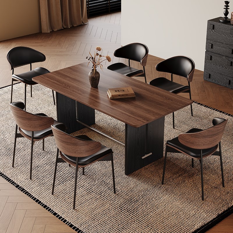 热销法式复古实木餐桌长方形客厅小户型家用包豪斯中古风实木大板 - 图3