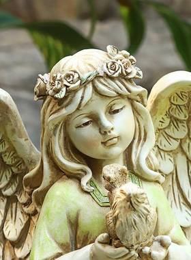 式室内外天使女孩创像意摆设装饰艺品树脂雕摆件LEDＱＴＹ71天欧