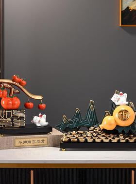 平喜安乐新房酒柜装品件摆轻奢客厅电视柜子玄关树脂工饰艺福满金