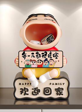 蜡笔小新入户玄关钥匙收纳摆件儿童房格子柜装饰欢迎回家乔迁礼物