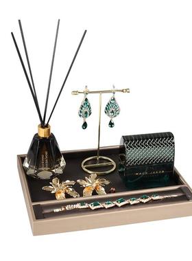 样板房摆件化妆台饰品化妆品道具香水托 托盘轻奢衣帽间衣柜软装