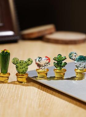 仙人掌|手工琉璃小摆件创意桌面电脑显示器汽车中控大屏幕装饰品