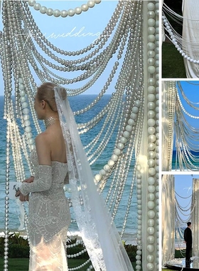 婚礼订婚写真超大珍珠串装饰摆件