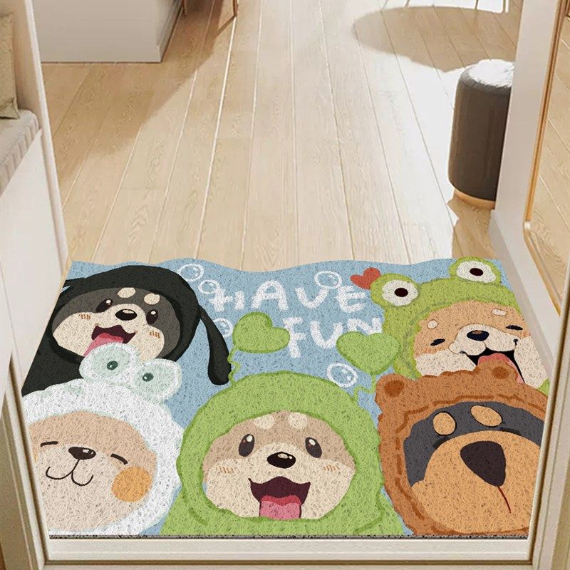 卡通入户丝圈地垫欢迎回家防滑蹭土门厅脚垫可除尘入户门垫可裁剪,淘宝优惠券,粉丝福利购,淘宝优惠卷