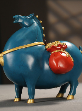 马上有钱纯铜马摆件招财客厅装饰品家居轻奢唐马乔迁开业礼物酒柜