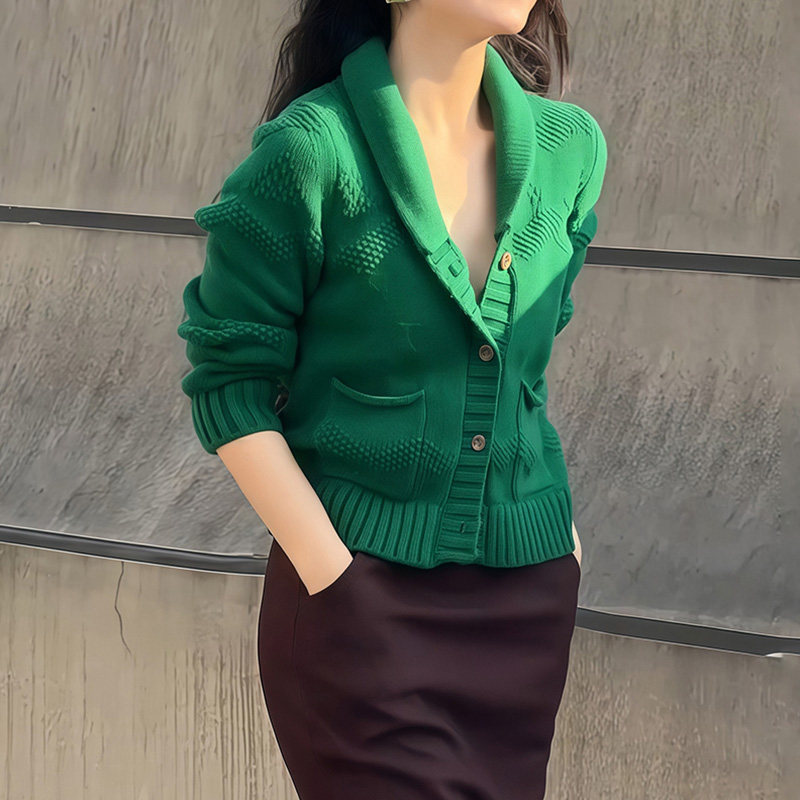 韩系时尚气质慵懒V领针织毛衣女春季复古气质修身单排扣开衫上衣,淘宝优惠券,粉丝福利购,淘宝优惠卷