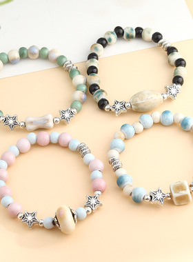 新中式星星景德镇陶瓷手链不掉色