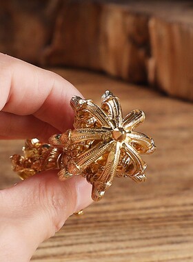 黄铜加厚九股金刚杵尼泊尔工艺品法器雕刻莲花藏式降魔供奉摆件纯