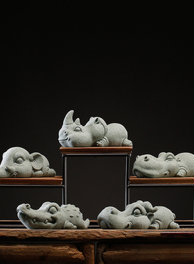 创意精品青砂石茶玩可养萌宠大象茶宠摆件家居客厅桌面博古架饰品