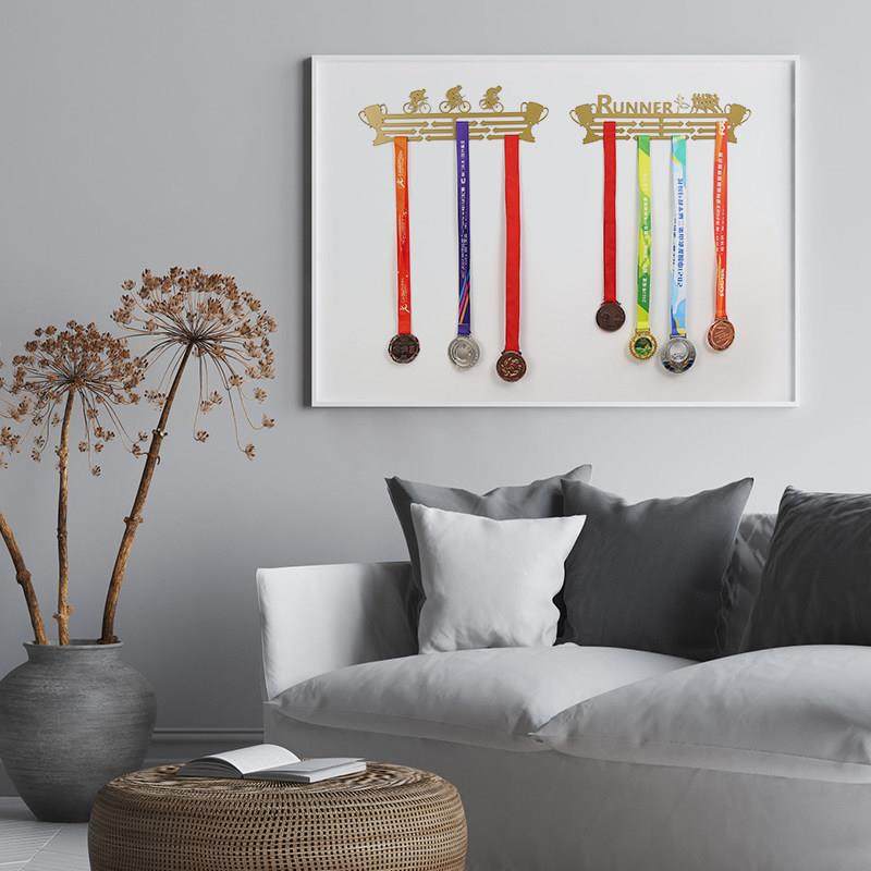 创意铁艺奖牌展示架墙上免打孔体育运动马拉松赛荣誉勋章金牌挂架,淘宝优惠券,粉丝福利购,淘宝优惠卷