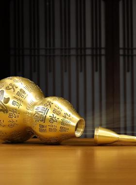 百福葫芦铜摆件开盖开口空心铜葫芦挂件五帝钱客厅卧室装饰品摆设