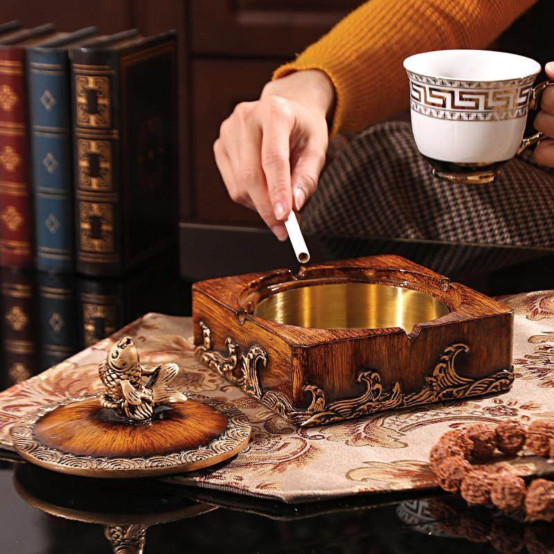 中式复古带盖烟灰缸客厅潮流创意茶几摆件办公室个性烟缸防飞灰,淘宝优惠券,粉丝福利购,淘宝优惠卷