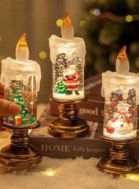 圣诞节装饰品蜡烛灯2025新款飘雪雪花灯氛围感场景布置道具礼物M