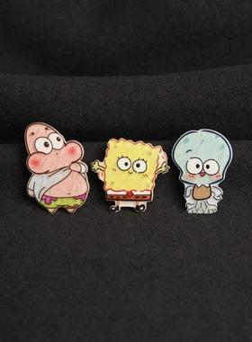 学生徽章海绵宝宝胸针可爱装饰扣