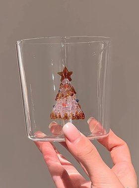 透明ins创意玻璃杯高硼硅耐热圣诞树卡通早餐咖啡杯圣诞小礼物M