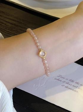 天然石橙月光石玉髓手链