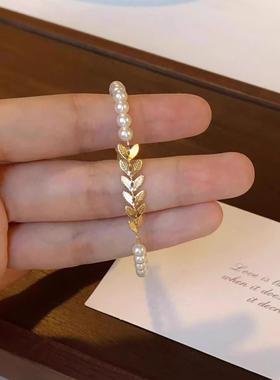 金叶子施家珍珠手链小众简约