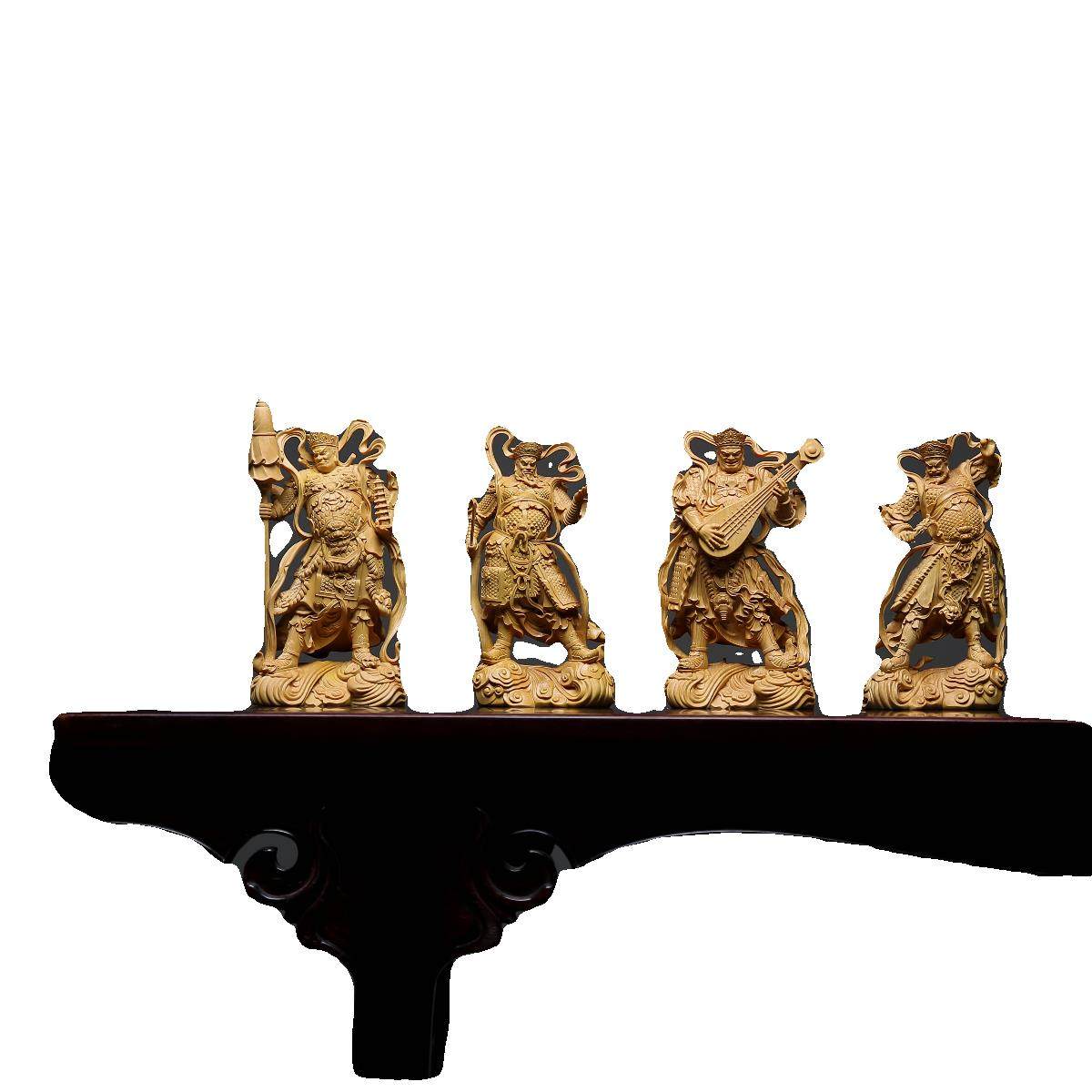 正宗小叶黄杨木雕四大天王金刚守门神摆件风调雨顺佛像家居装饰品,淘宝优惠券,粉丝福利购,淘宝优惠卷