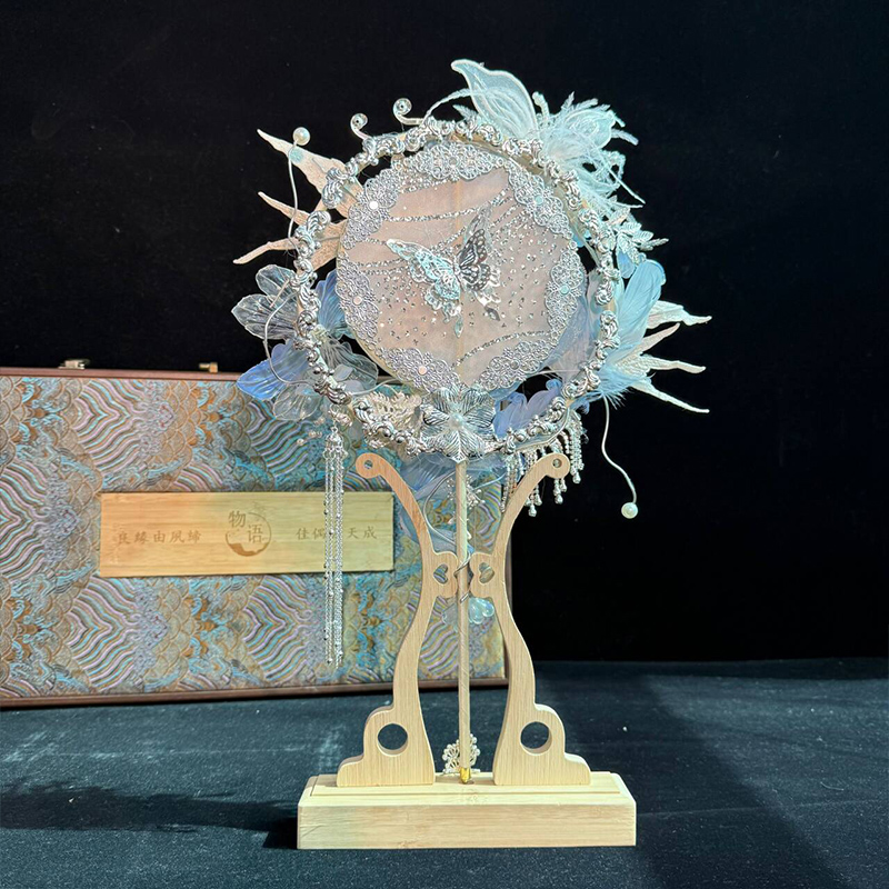 新娘结婚团扇手工diy材料包新婚礼物重工高级喜扇成品扇中式婚礼 - 图3