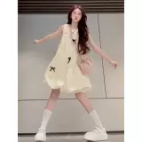 Желтое летнее платье без рукавов, жилет, мини-юбка, французский стиль, подходит для подростков, А-силуэт