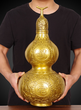 纯铜全铜铜葫芦摆件开盖空心镇宅招财保平安客厅办公室桌面工艺品