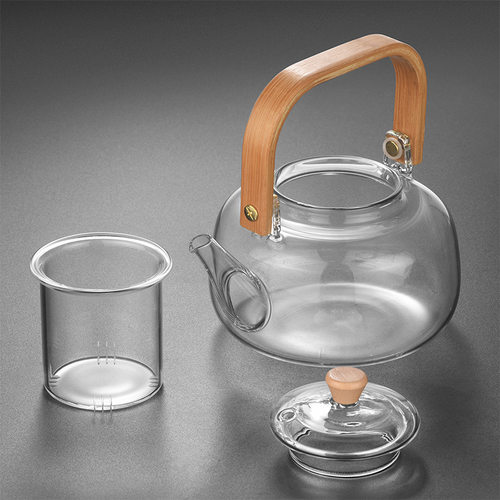 玻璃煮茶壶可提梁茶壶高硼硅玻璃围炉煮茶黑晶Q炉家用蒸透明煮茶 - 图1