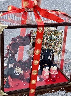 花轿展示盒玻璃罩适配拼酷十里红妆点翠凤冠金翅鸟冠罩子非久间堂